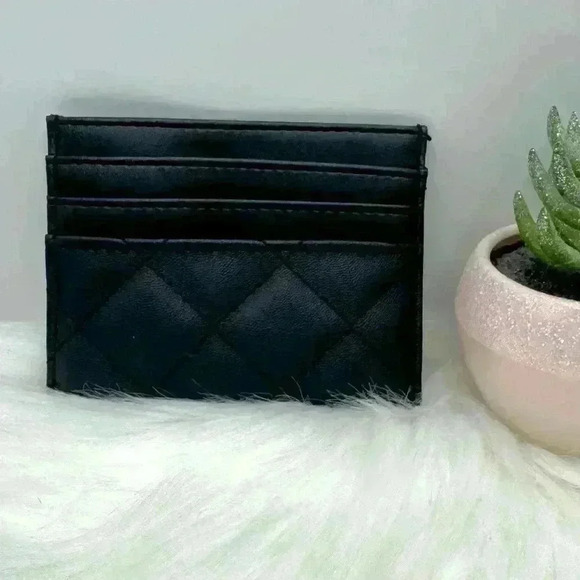 Quilted Black Card Wallet - Picture 2 of 5